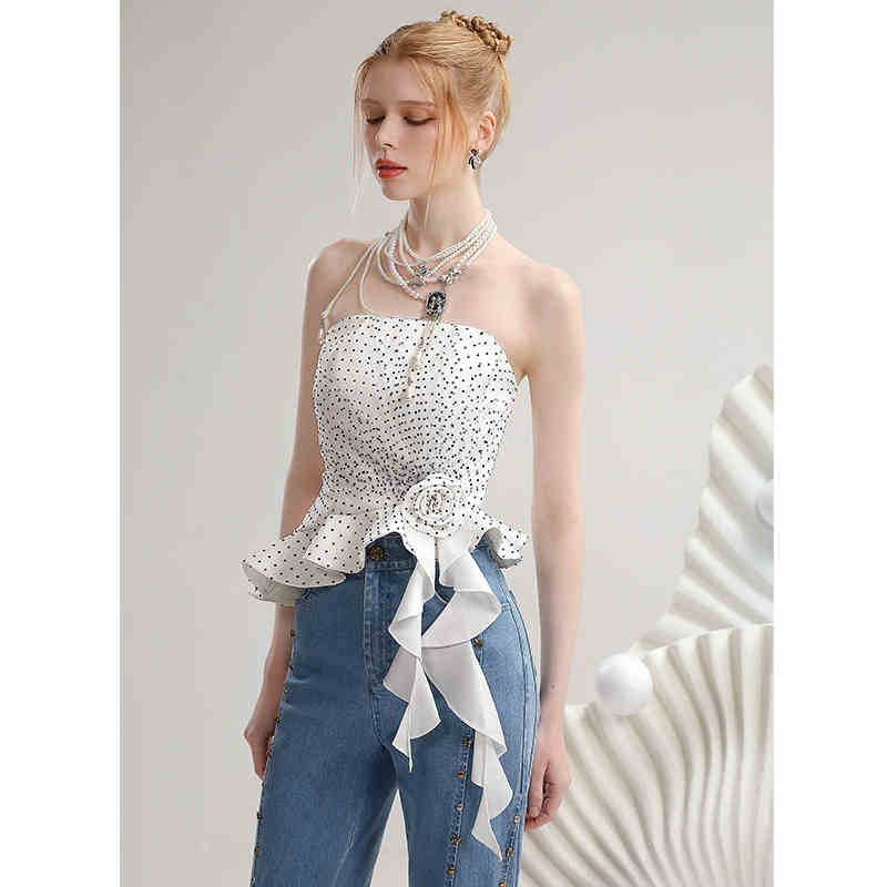 Clara Polka Dot Asymmetry Camisole