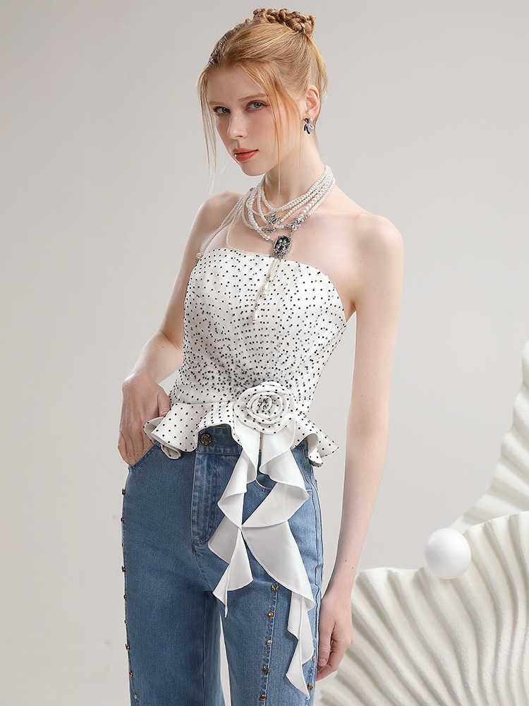 Clara Polka Dot Asymmetry Camisole