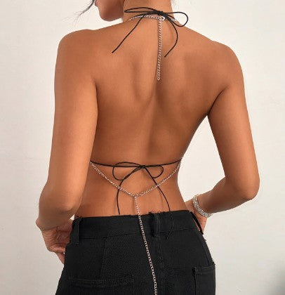 Liora Rhinestone Halter Top Set